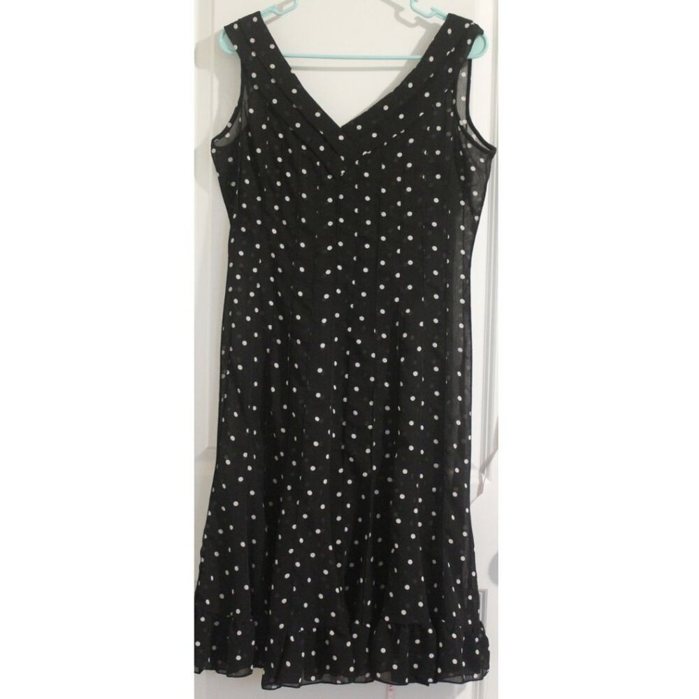 Vintage Black Polka dot Sheer Midi Dress French Chic Ruffle Baddie Whimsigoth